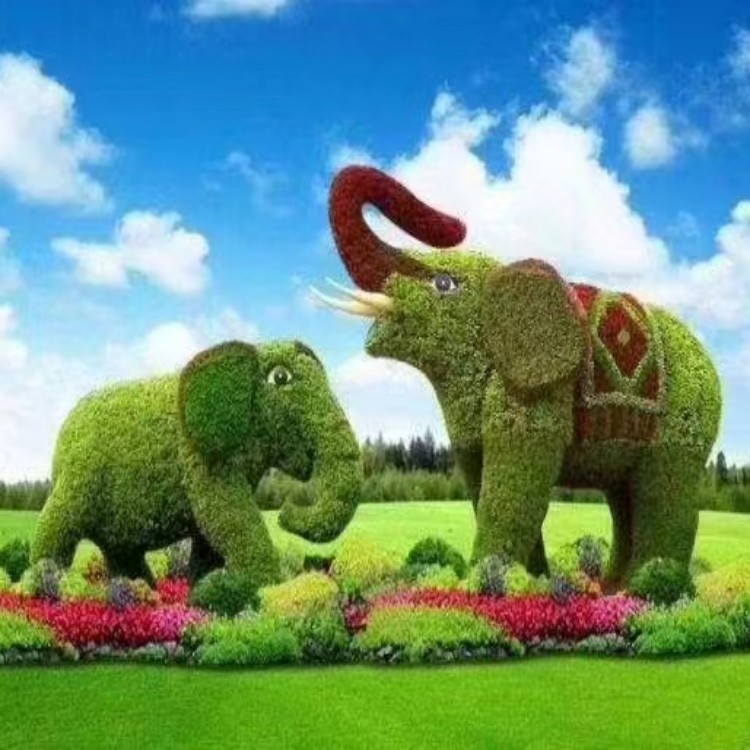 仿真动物绿色雕塑 景区绿植景观雕塑美陈