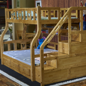 新款上市橡木床厂家特价直接批发-全木质儿童双层上下床家装建材