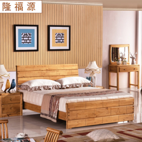 4折木床中式来图田园高箱双人家装建材卧室家具实木床批发  定制家具