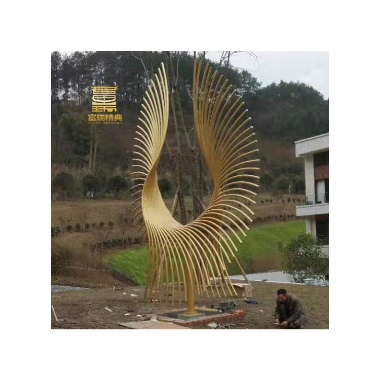 雕塑厂家 金属装饰批发 电动旋转抽象凤凰雕塑景观小品