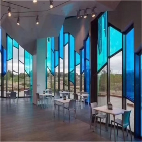 炫彩玻璃 定制彩色渐变蒙砂艺术玻璃装饰商场展会新型玻璃 可加工