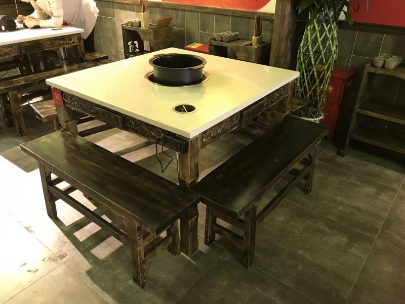 中式红木仿古八仙火锅桌 组合中餐厅饭店餐桌椅 餐饮家具定制