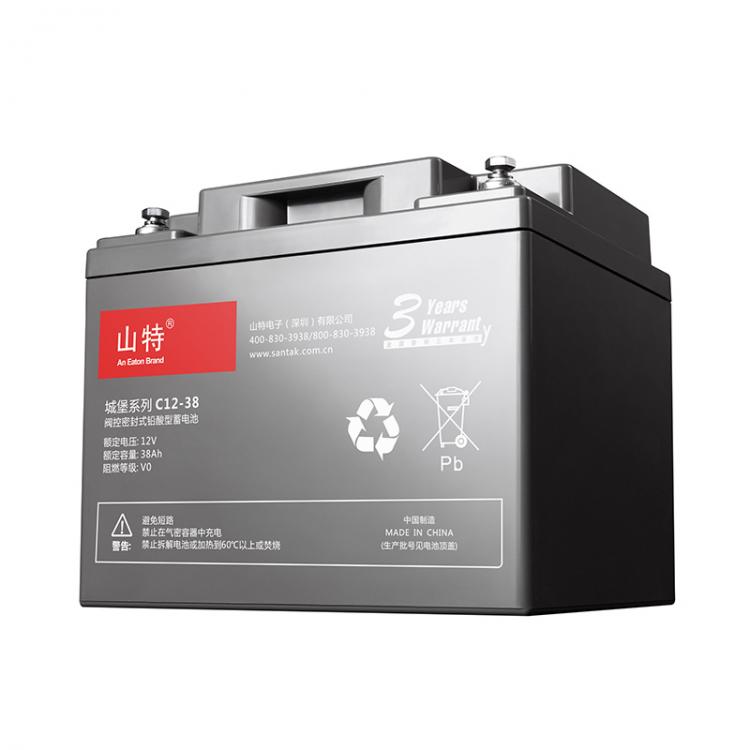 绵阳山特（SANTAK）UPS电源电池铅酸蓄电池免维护12V38AH C12-38AH
