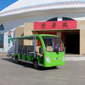 景区旅游观光车 电动 绿色 载员14人 可租赁销售