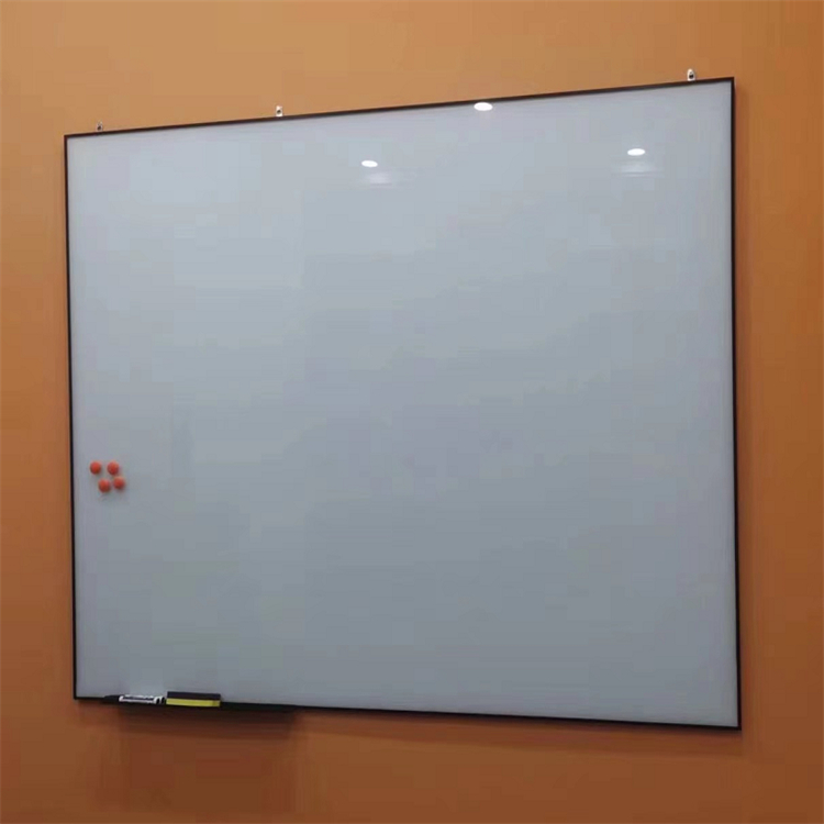 挂壁式钢化磁性玻璃白板 可擦写教学白板可定制