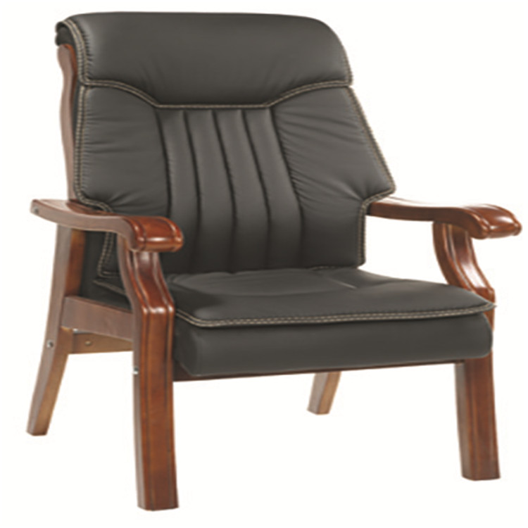 BS-482木头真皮不可旋转座椅 豪华老板椅 办公家具批量定制