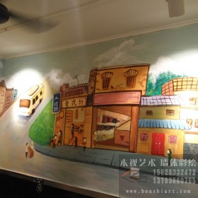 成都墙绘工装墙面彩绘 火锅店彩绘 餐厅墙绘