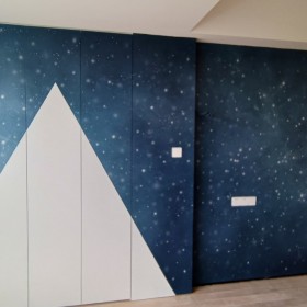 企业文化墙体彩绘 家装星空画荧光画 室内壁画
