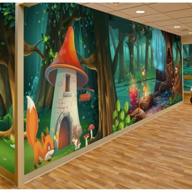 成都墙体彩绘 幼儿园儿童房墙绘 创意性文化墙绘