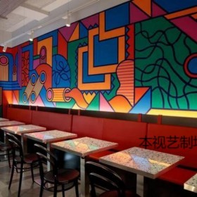 成都墙绘公司 餐饮店墙面彩绘壁画 资深团队设计