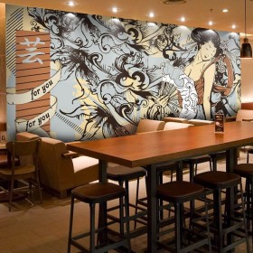 餐饮店墙体彩绘壁画 墙绘工作室免费设计方案 打造专属墙面