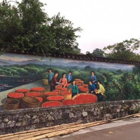 美丽乡村宣传墙画 手工墙体彩绘乡村振兴墙绘可设计绘制