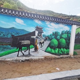 围墙彩绘美丽乡村宣传墙画乡村振兴墙绘 手工壁画涂鸦