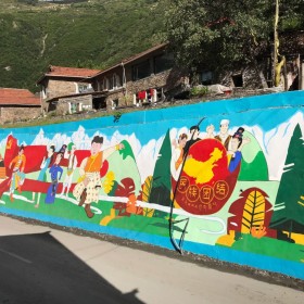 山东淄博墙体彩绘新农村彩绘外墙 户外3d立体画墙绘