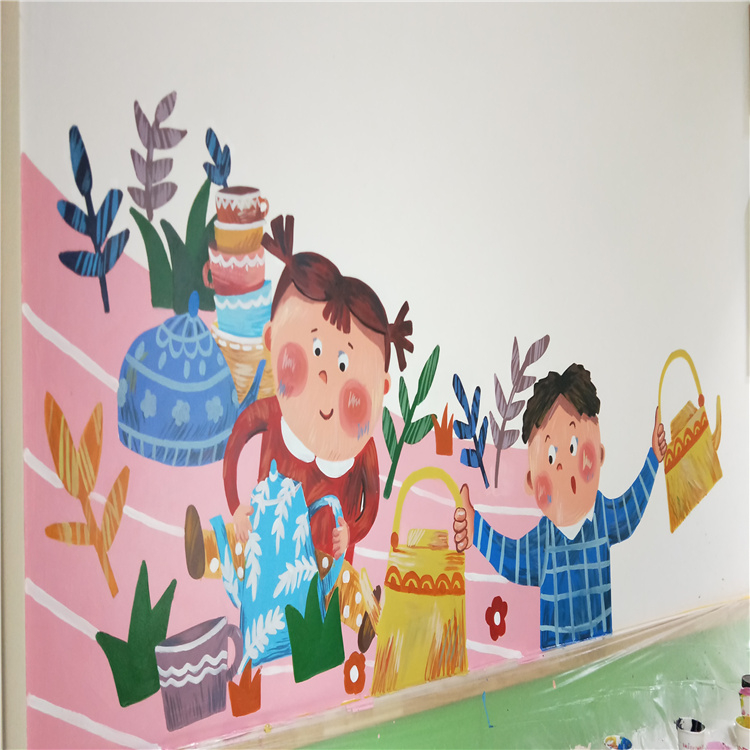 和佳广告名画油画手绘 学校走廊装饰 立体画 文化墙绘画
