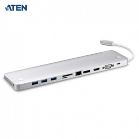 成都 宏正 ATEN UH3234 USB-C充电拓展坞10口扩展超薄款 支持4K HDMI 15W转60W电力输出工业级