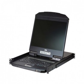 ATEN CL3108  8端口短机身 PS/2-USB VGA 单滑轨宽屏幕LCD KVM 多电脑切换器