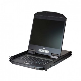 ATEN 宏正 CL3116NX 16端口短机身 PS/2-USB VGA 单滑轨宽屏幕LCD KVM 多电脑切换器