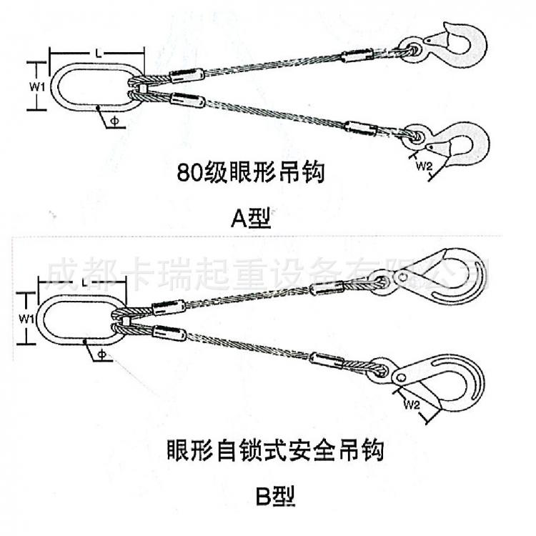 德国可定制非标加工高强度钢丝绳双腿成套吊索具din en13414