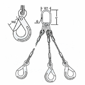 德国可定制非标加工高强度钢丝绳四腿成套吊索具字母环鸡心环