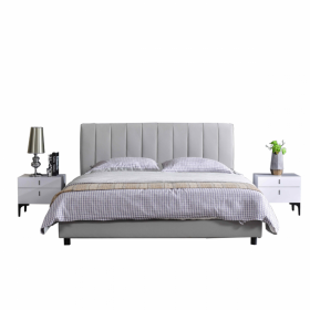 现代简约轻奢科技布艺软床极简小户型卧室齐边双人床1.8米家居储物软床
