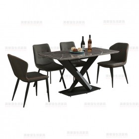 经典黑色大理石长方形意式轻奢现代极简网红餐桌椅成都美奢漫家具