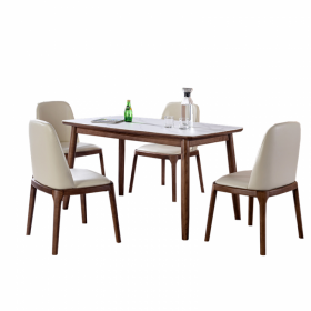 岩板餐桌实木家用小户型北欧餐桌椅组合白蜡木日式长方形桌子
