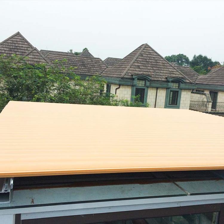 阳光房电动遮阳欧式百叶安装 定制采光顶电动外遮阳平板百叶型材