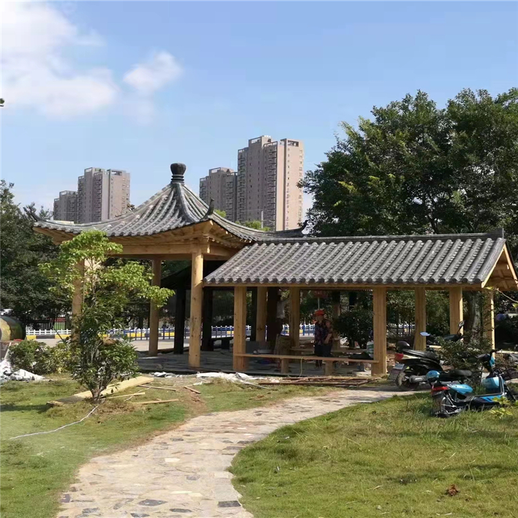 公园小区景观防腐木凉亭 融昌达工厂生产加工建造安装一体化