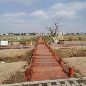 防腐木木栈道栏杆整体定制施工 市政专用 质量保证