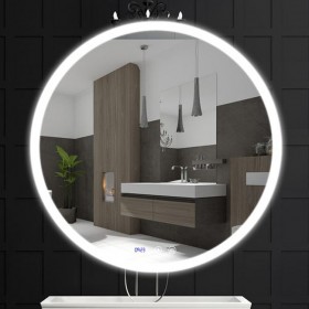 镜子挂墙浴室镜卫生间智能洗手间带灯圆镜壁挂防雾发光led镜圆形