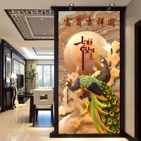 北京厂家定制生产中庭户外景观水墨画山水画装饰夹丝夹绢艺术玻璃