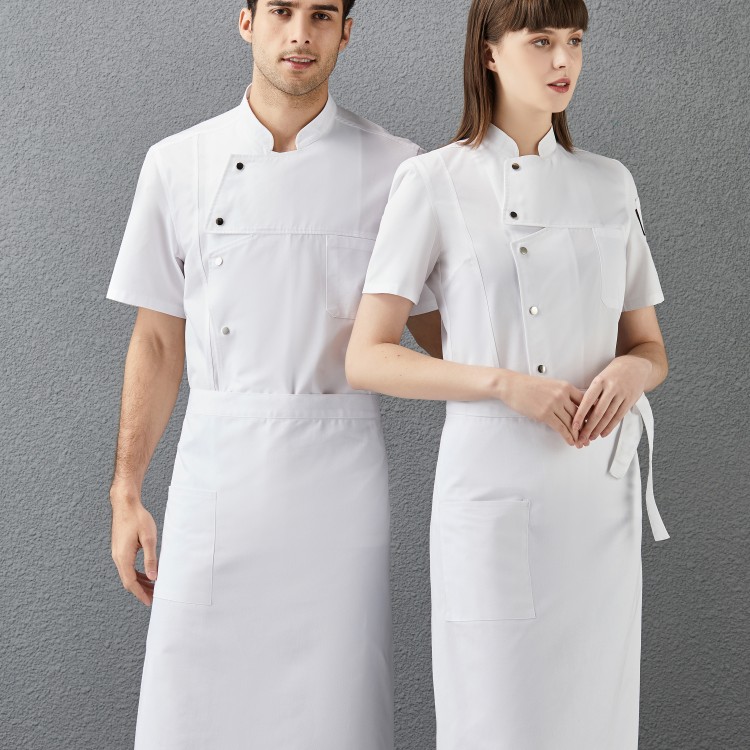 厨师工作服男女同款长袖厨师服短袖工作服务服装夏季厨房高端透气短袖