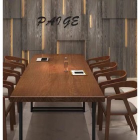 实木会议桌简约现代实木桌子 会议室长桌公司办公室工作台原木洽谈桌椅组合