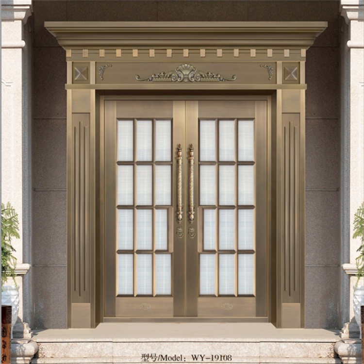 玻璃铜门 自建别墅大门安装 定制防盗门