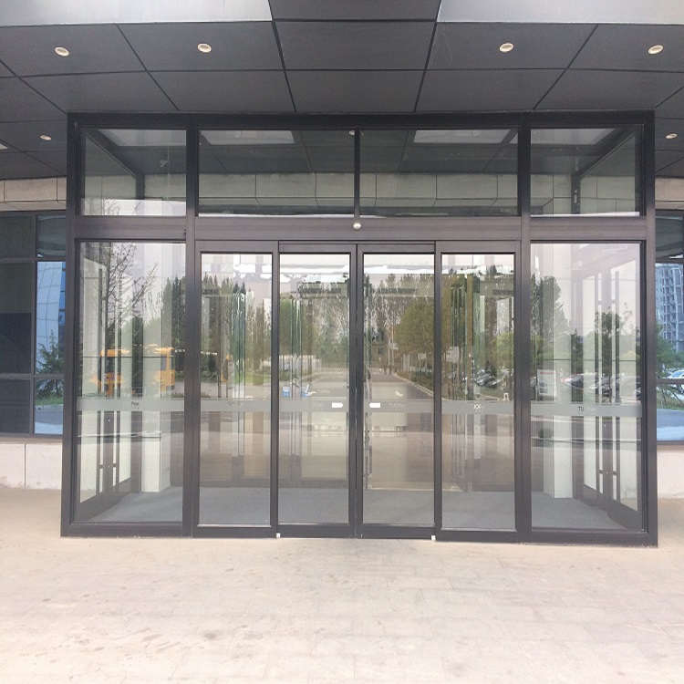商场办公楼酒店玻璃门不锈钢机组包边电动自动玻璃感应门定制