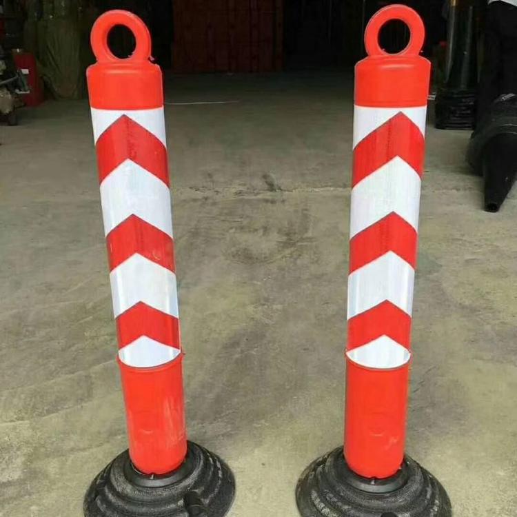 弹性柱塑料警示柱PU弹力柱道路交通路障橡胶防撞柱反光路桩隔离柱