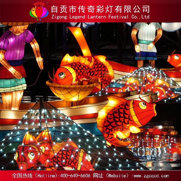 传统春节主题花灯户外防水灯会织布鱼类灯