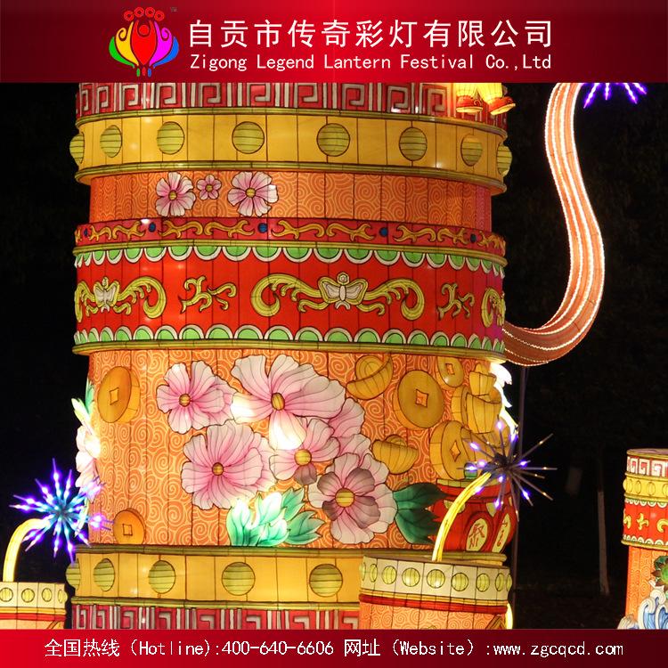 春节传统户外装饰自贡花灯展 丝绸主题类彩灯 红灯笼源头制作厂家