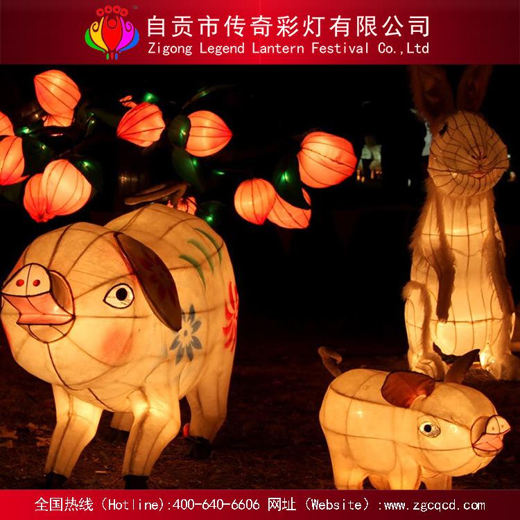 春节户外灯会自贡传统生肖主题猪灯展