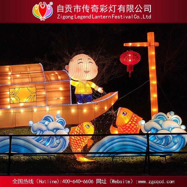 设计制作自贡中秋国庆春节元宵主题卡通丝绸灯来图定制