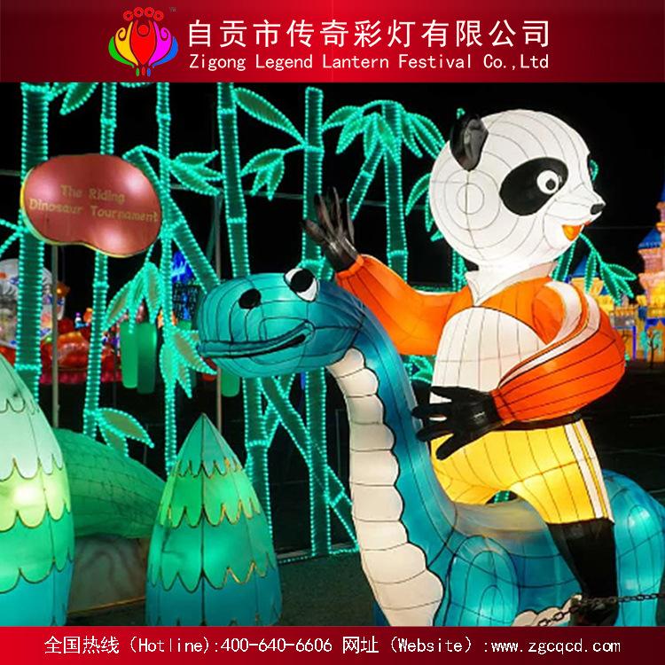 游乐园节日户外装饰灯会自贡熊猫主题丝绸灯组