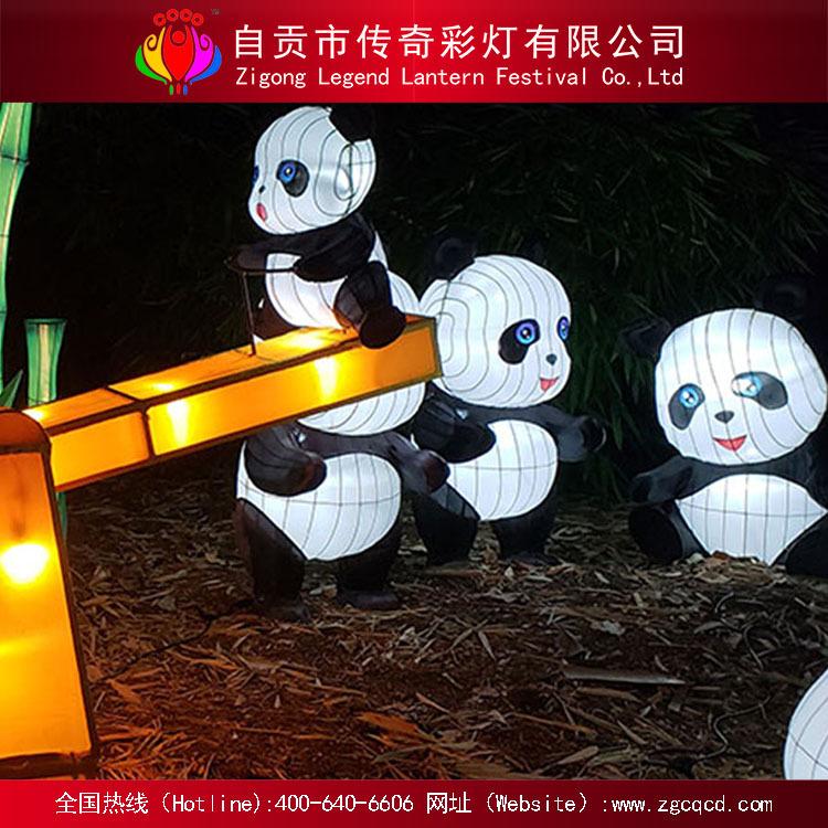 彩灯源头厂家 来图定制设计自贡灯会 装饰灯展 卡通熊猫织布灯组