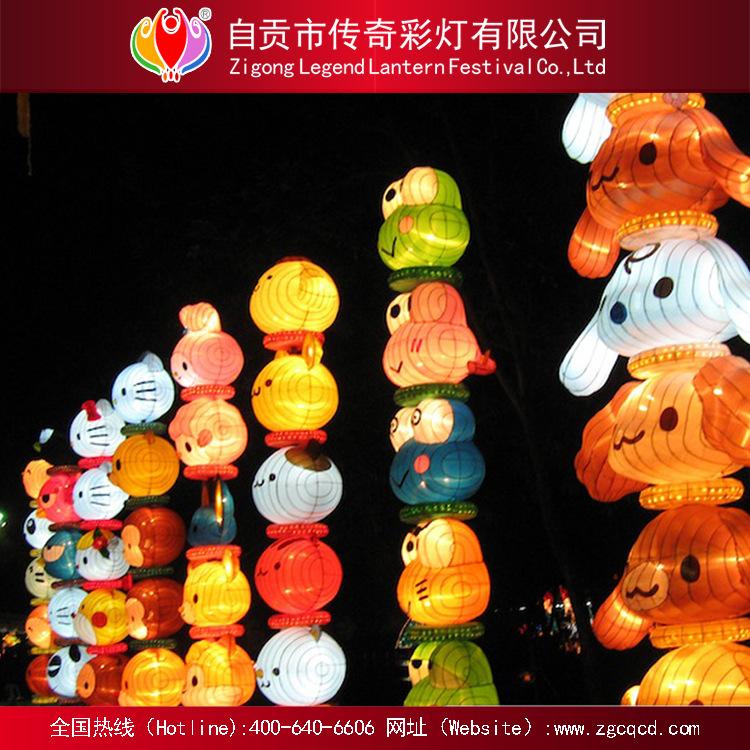 中秋国庆春节元宵灯展春节灯会悬挂式卡通动物丝绸灯