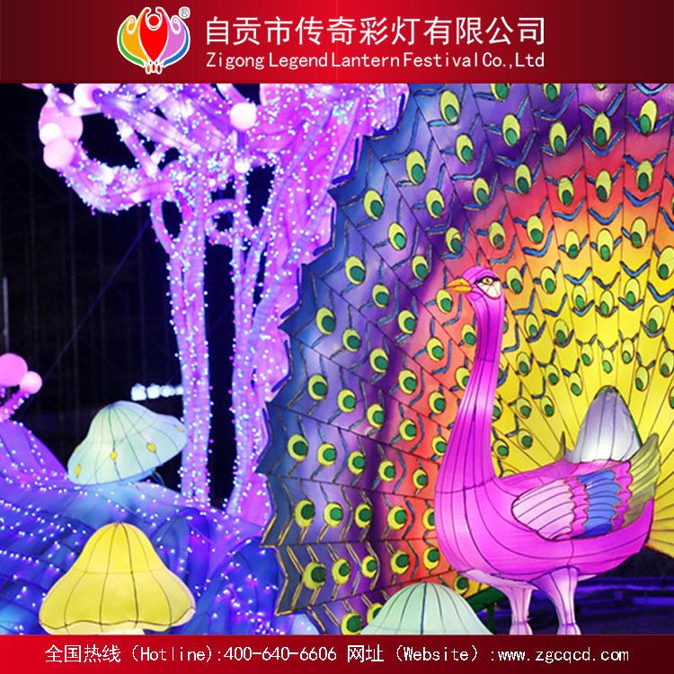 自贡灯会厂家策划制作传统元宵节户外装饰孔雀灯