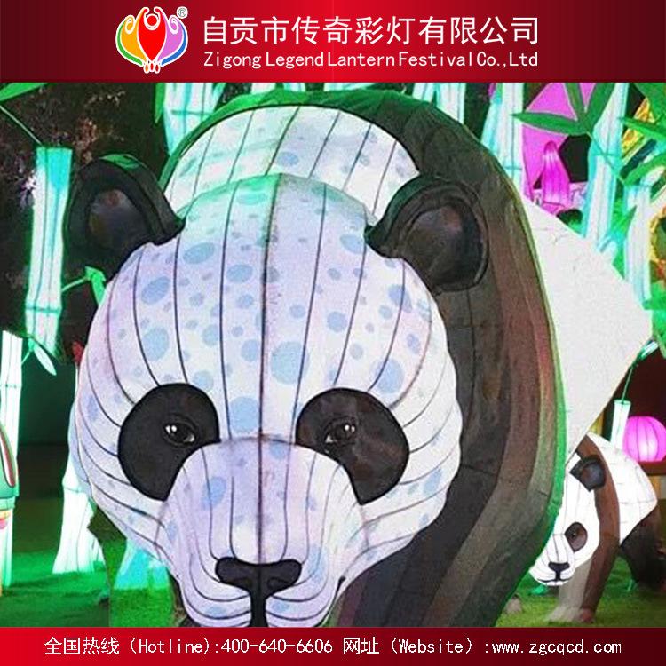 卡通主题灯会春节户外丝绸防水熊猫灯