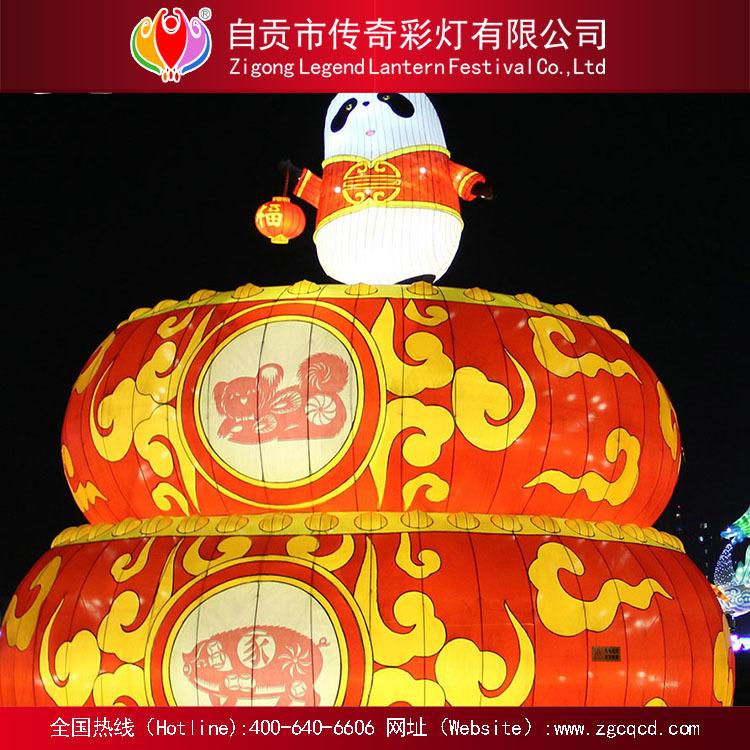 春节户外防水灯展灯会卡通熊猫水上灯组