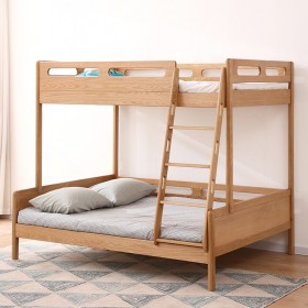 儿童床上下床双层床橡木高低床北欧简约交错式二层实木子母床