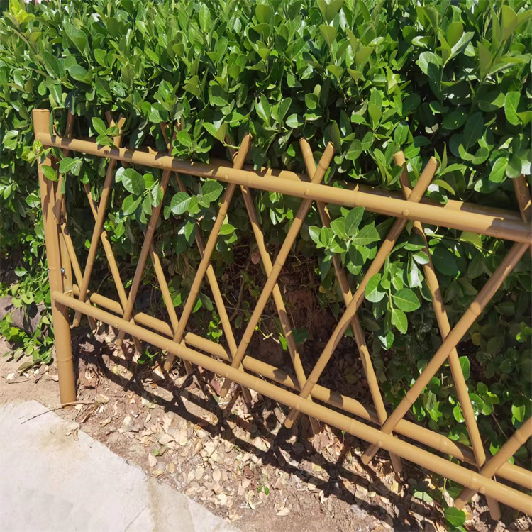 仿竹护栏新农村不锈钢竹节黄色仿竹篱笆公园绿色庭院围栏水泥栏杆