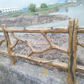 水泥仿木护栏 河道景观河堤景区安全围栏仿树纹栏杆生产厂仿树护栏